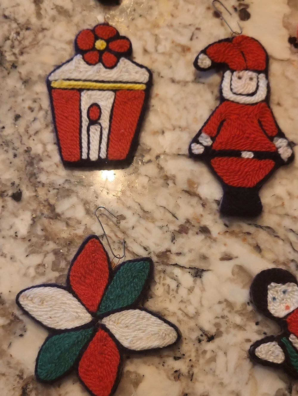 Vintage Set Of 15 Handmade Yarn Christmas Ornaments